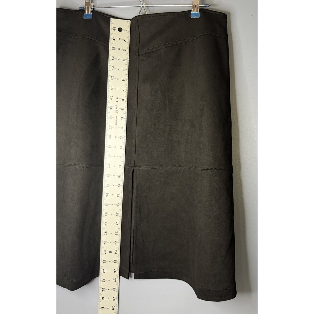 Frye & Co Skirt Womens XL Black Faux Suede A Line Knee Length Button Front Fall - Picture 6 of 12